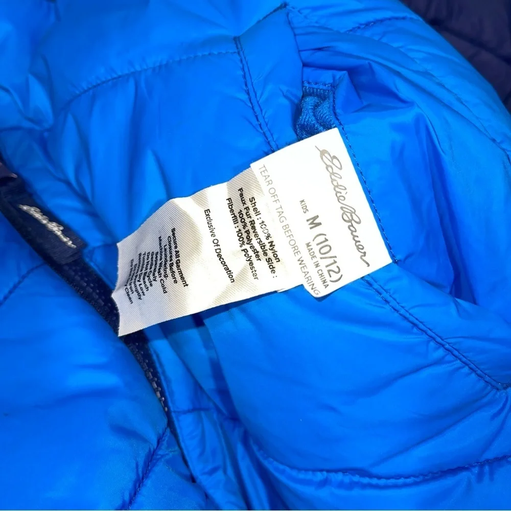 Eddie Bauer Kids Two-Tone Blue Puffer Jacket youth 10/12